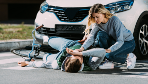 Pedestrian hit by a car